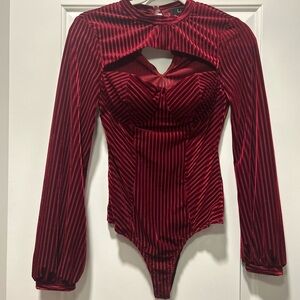 Lulu Elegant Red Velvet Bodysuit